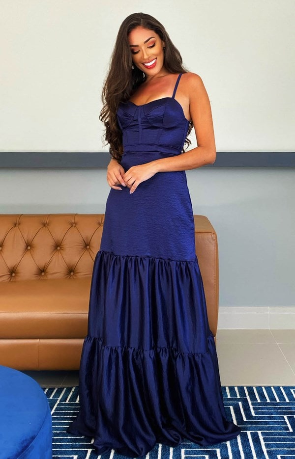 vestido longo azul marinho