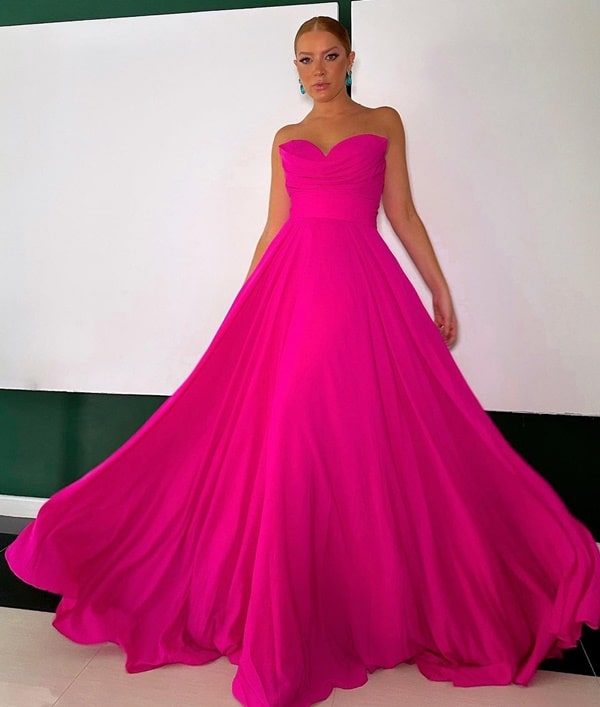 vestido longo pink fluido para madrinha de casamento dia