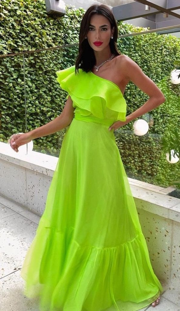 vestido de festa longo verde limão