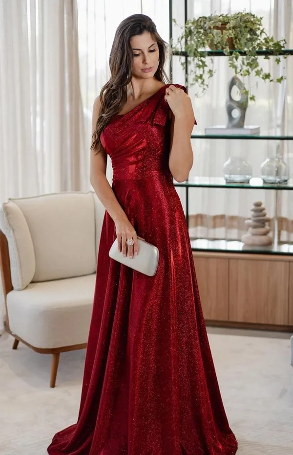 vestido longo vermelho marsala madrinha